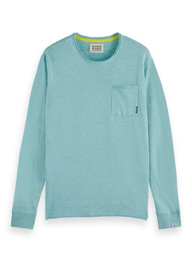 Tricot Scotch & Soda avec poche plaquée bleu océan mélange