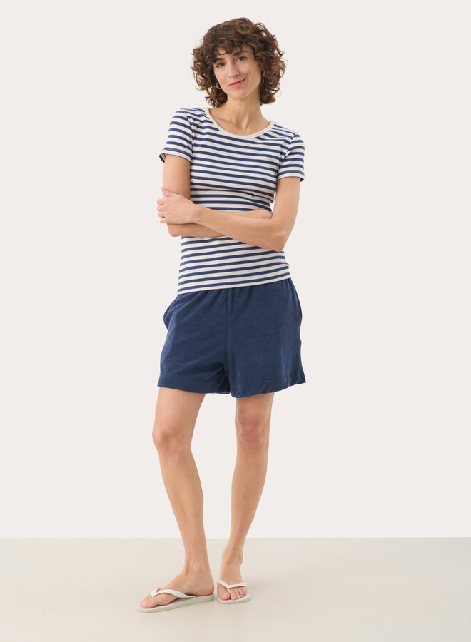 T-shirt Part Two Rochelle crème rayé bleu océan