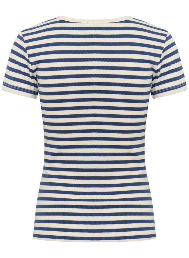 T-shirt Part Two Rochelle crème rayé bleu océan
