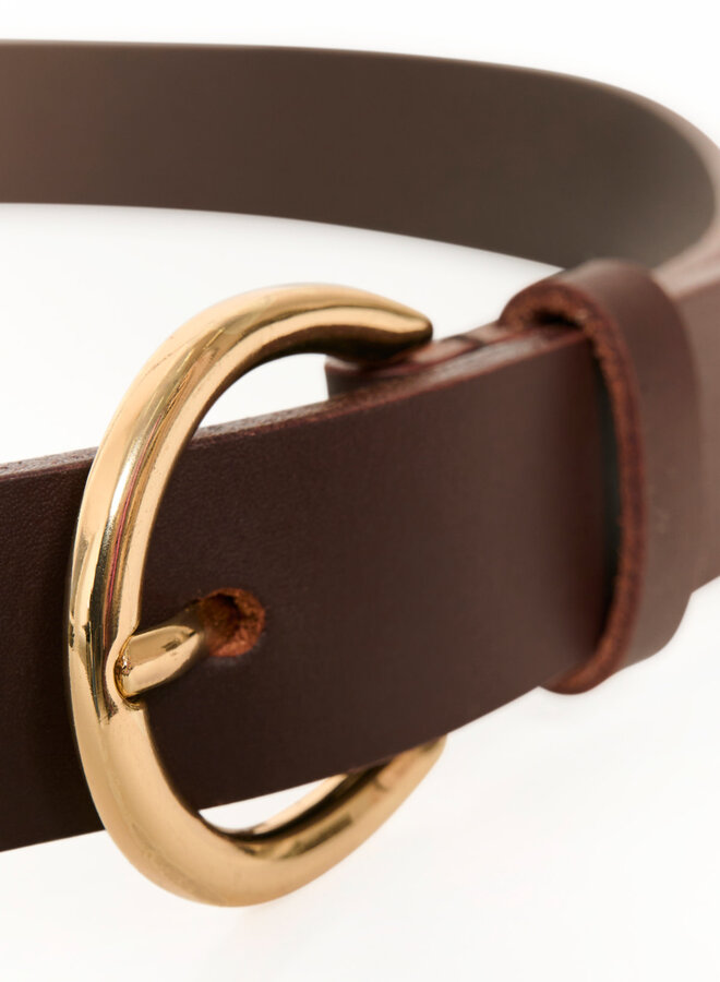 Ceinture Part Two Chresta à boucle arrondie dorée brune