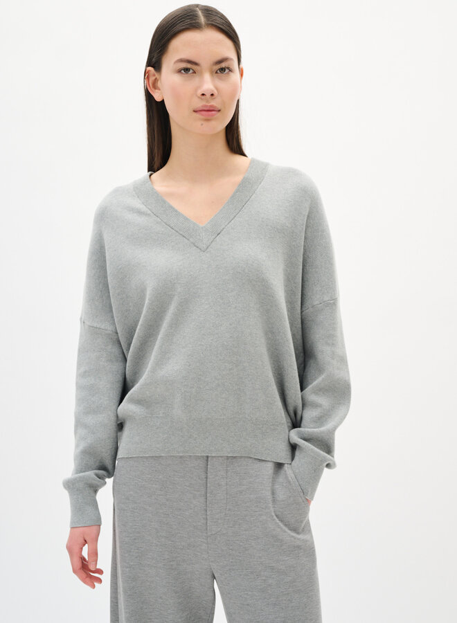 Tricot InWear Foster à col V gris mélange