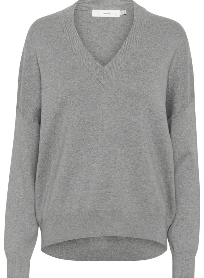 Tricot InWear Foster à col V gris mélange