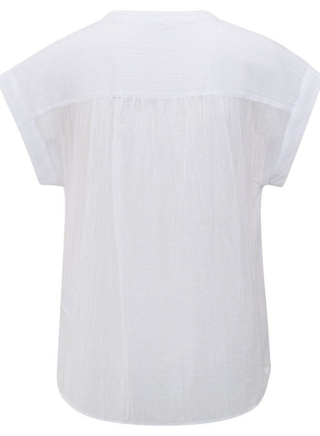 Blouse Yaya sans manches boutonnée froissée blanche