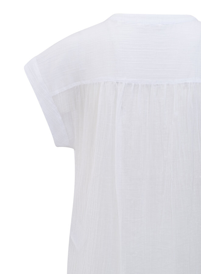 Blouse Yaya sans manches boutonnée froissée blanche