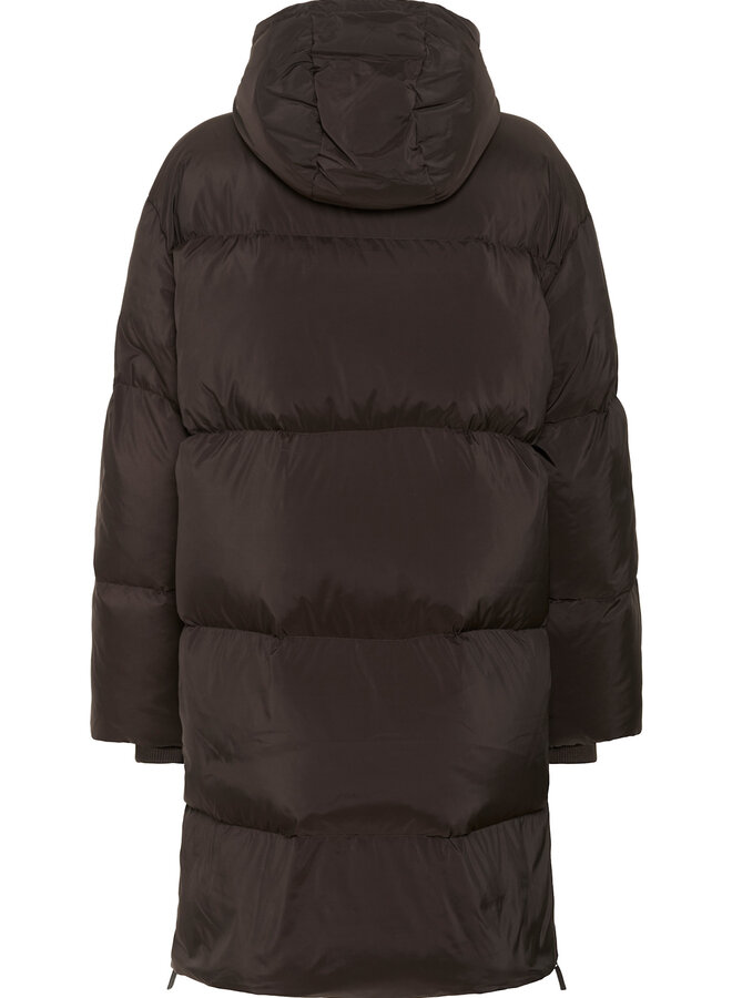 Manteau Part Two Lisanne matelassé à capuche & poches plaquées à rabat brun