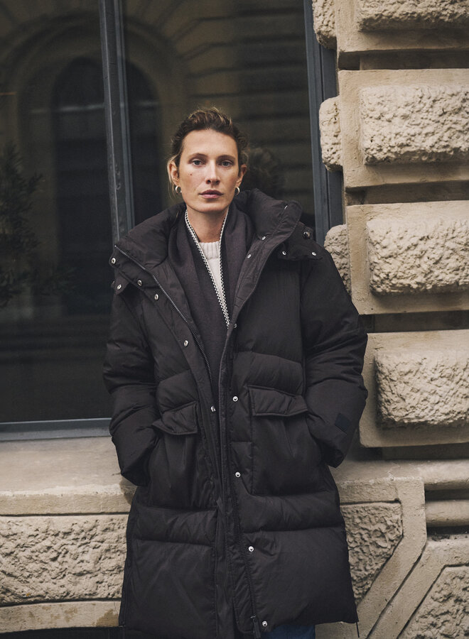 Manteau Part Two Lisanne matelassé à capuche & poches plaquées à rabat brun