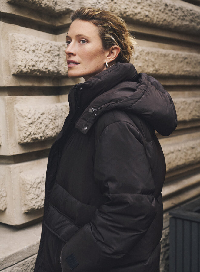 Manteau Part Two Lisanne matelassé à capuche & poches plaquées à rabat brun