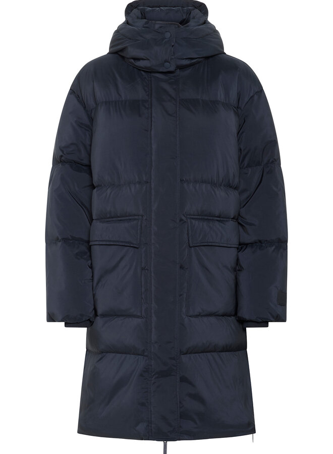 Manteau Part Two Lisanne matelassé à capuche & poches plaquées à rabats bleu marine