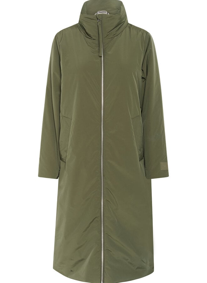 Manteau long Part Two Sarya à col montant & zip vert