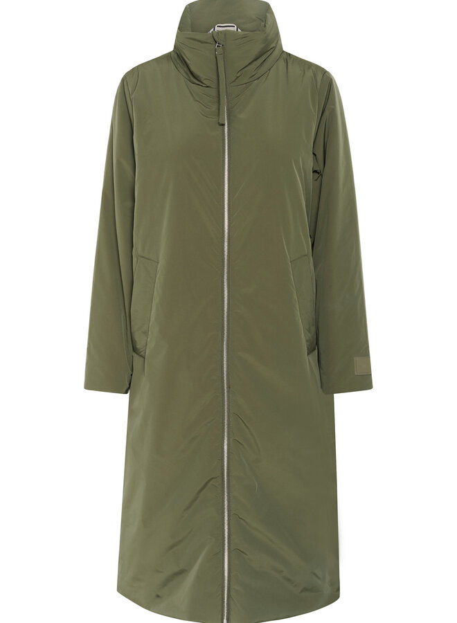 Manteau long Part Two Sarya à col montant & zip vert