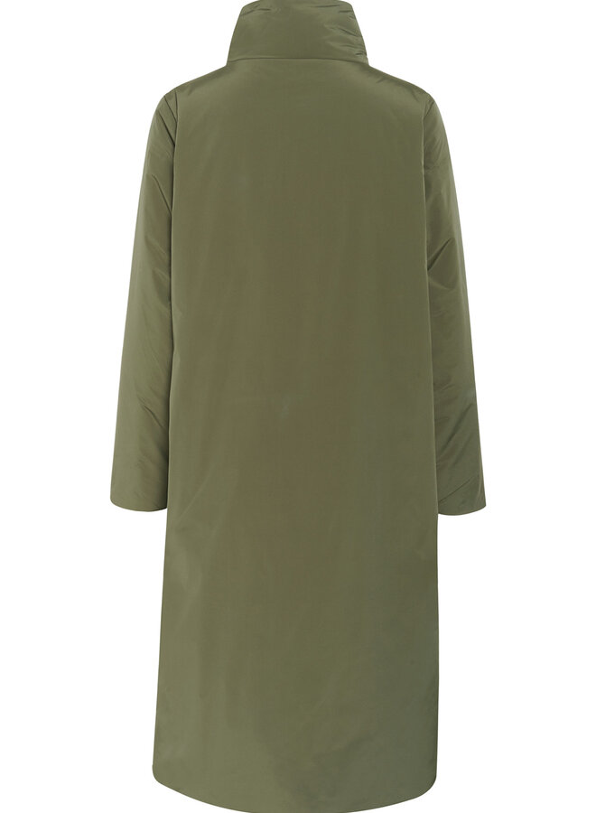 Manteau long Part Two Sarya à col montant & zip vert