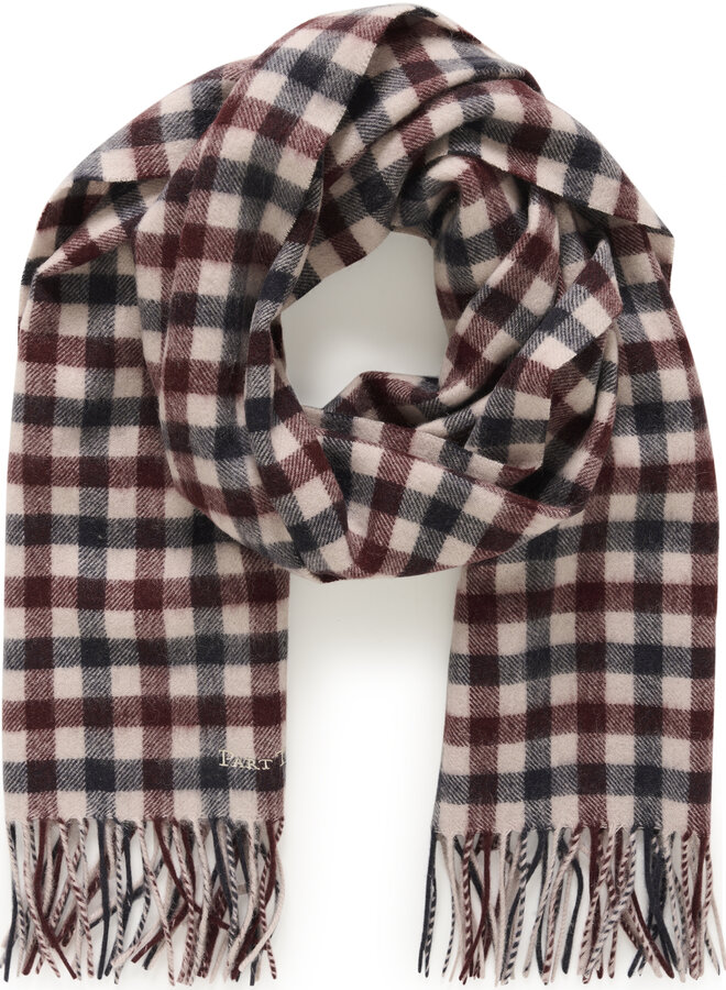 Foulard Part Two Kitha à carreaux rouge porto & bleu marine