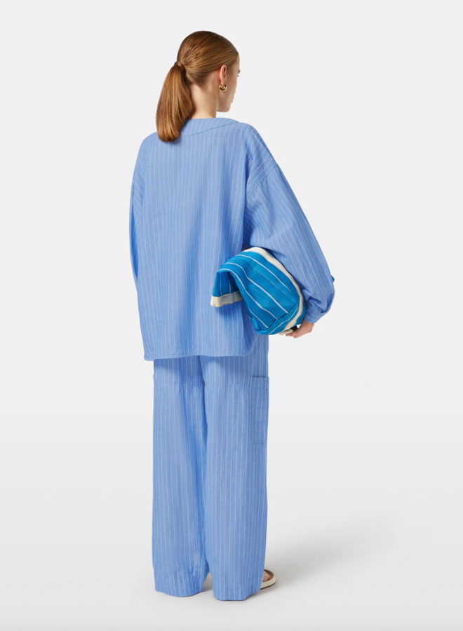 Blouse Scotch & Soda à col rond rayée bleu chambray