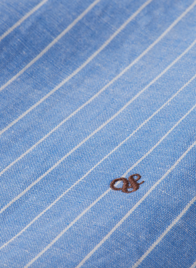 Blouse Scotch & Soda à col rond rayée bleu chambray