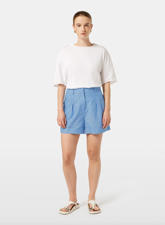 Short Scotch & Soda à plis rayé bleu chambray