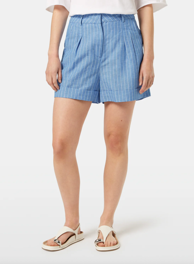 Short Scotch & Soda à plis rayé bleu chambray