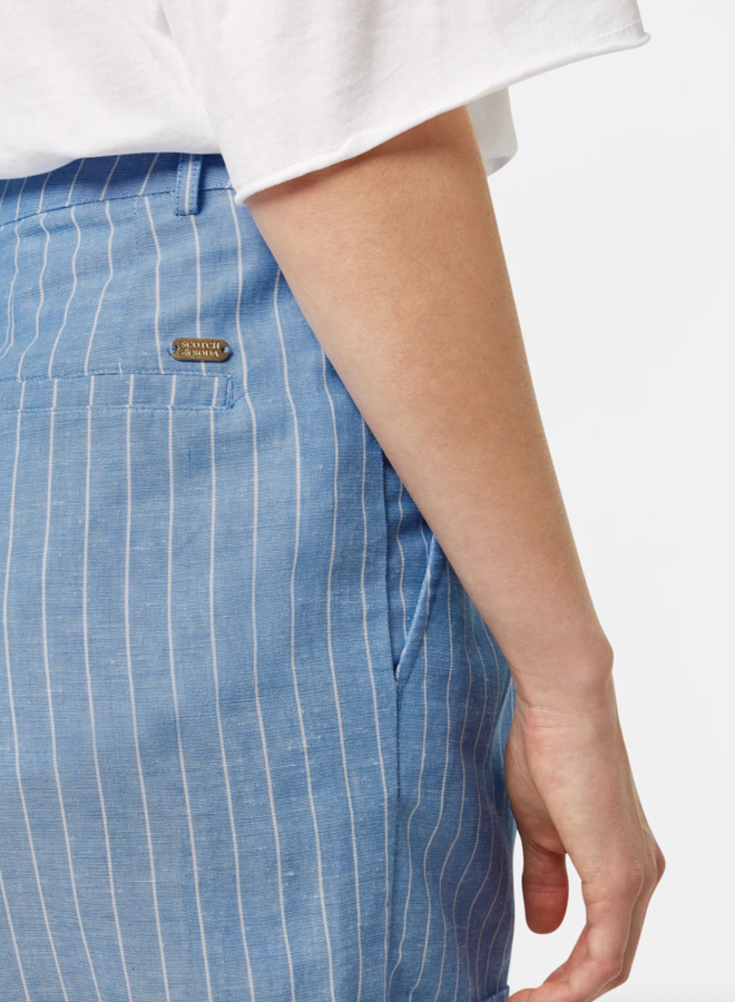 Short Scotch & Soda à plis rayé bleu chambray