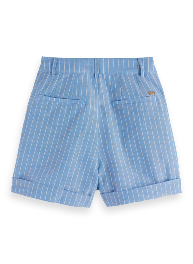 Short Scotch & Soda à plis rayé bleu chambray