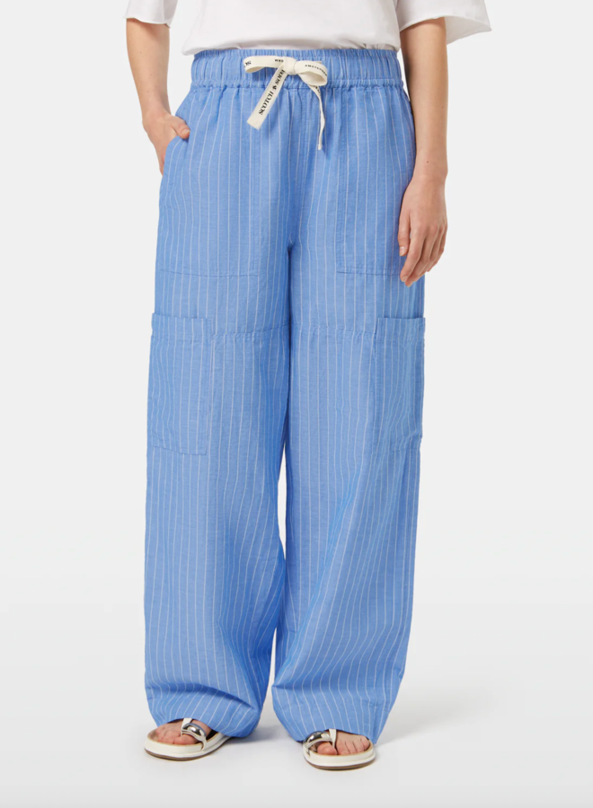 Pantalon Scotch & Soda à taille élastique rayé bleu chambray