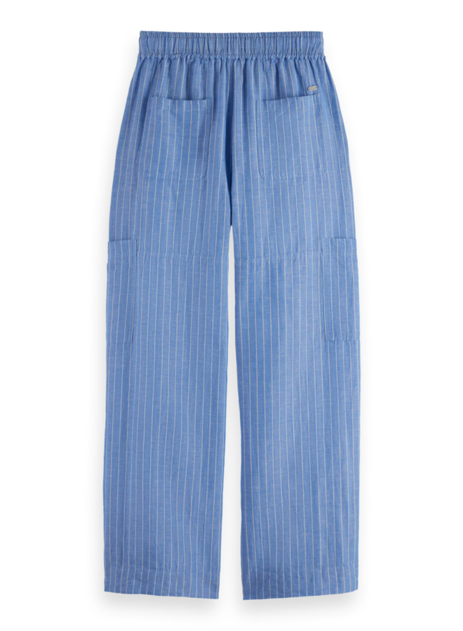 Pantalon Scotch & Soda à taille élastique rayé bleu chambray