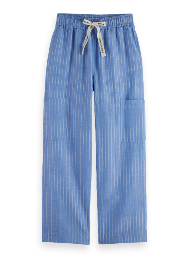 Pantalon Scotch & Soda à taille élastique rayé bleu chambray
