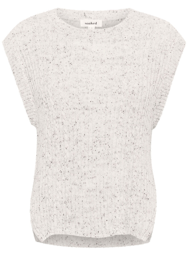 Tricot Soaked in luxury Nymphadora sans manches écru à picots noirs