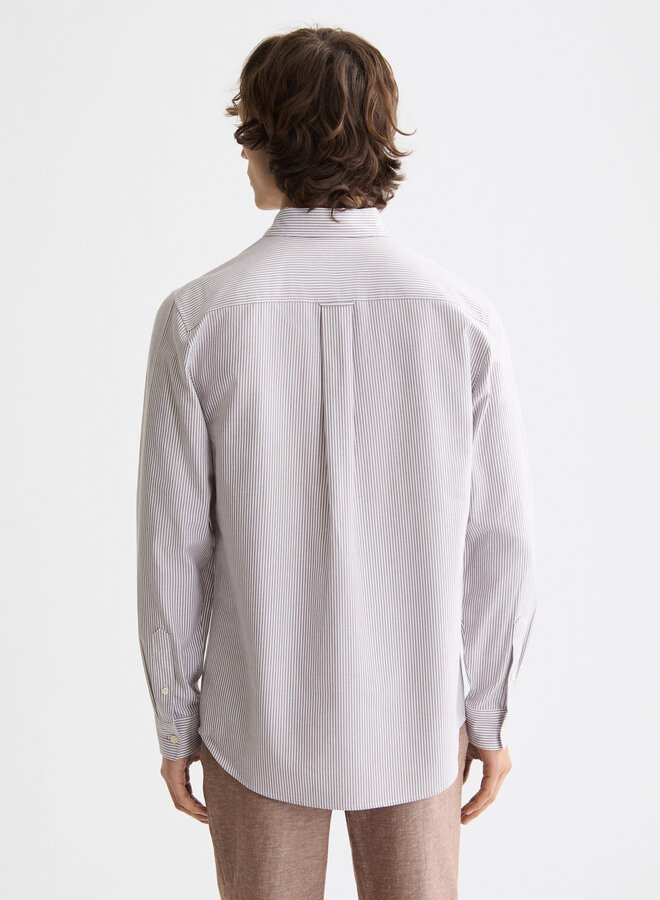 Chemise Scotch & Soda Oxford rayée brun chocolat & blanc