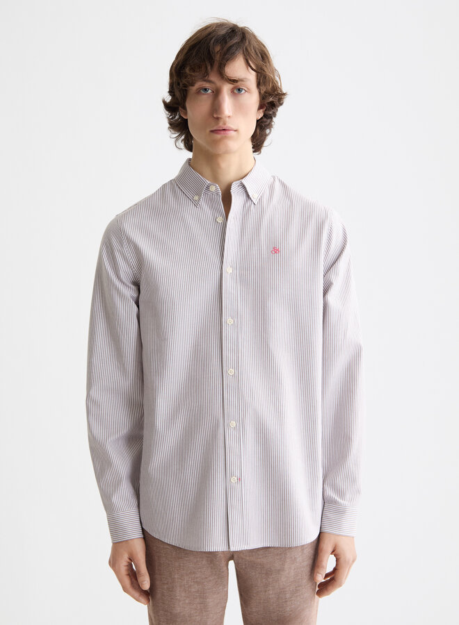 Chemise Scotch & Soda Oxford rayée brun chocolat & blanc