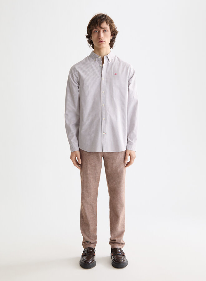 Chemise Scotch & Soda Oxford rayée brun chocolat & blanc