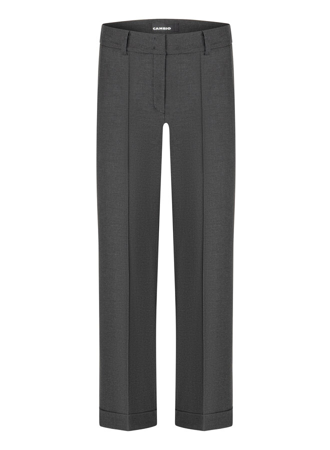 Pantalon Cambio Grace à jambes larges avec coffre gris foncé mélange