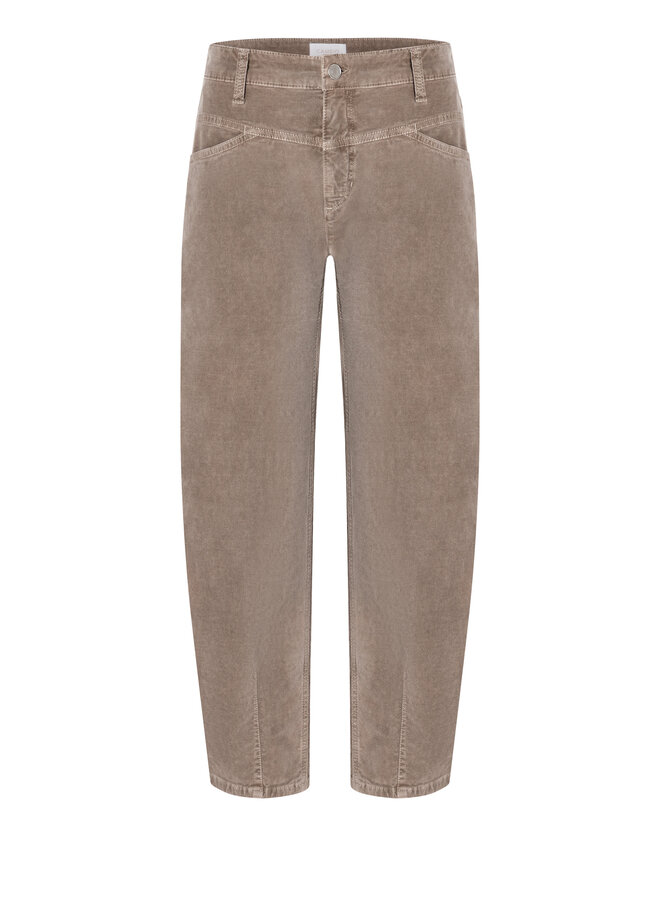 Pantalon Cambio Elin à jambes larges 7/8 en velours taupe