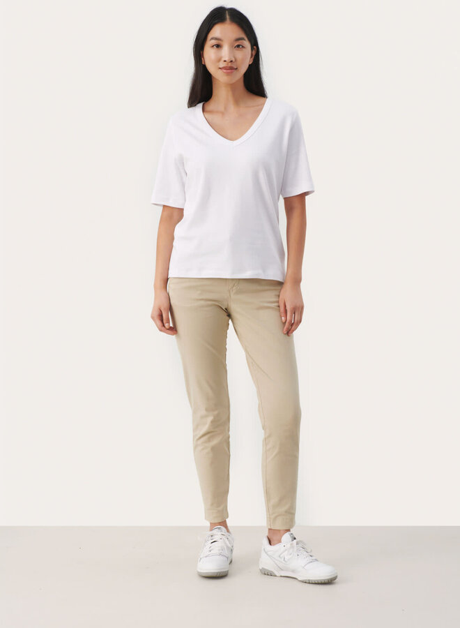 T-shirt Part Two Ratansa à col V blanc