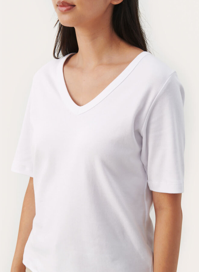 T-shirt Part Two Ratansa à col V blanc