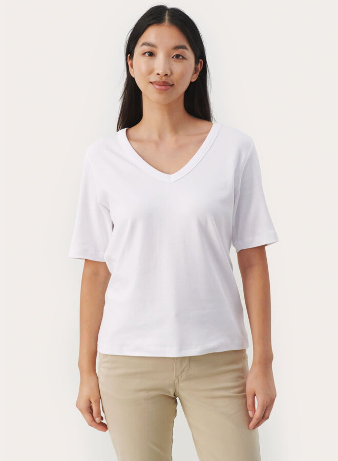 T-shirt Part Two Ratansa à col V blanc
