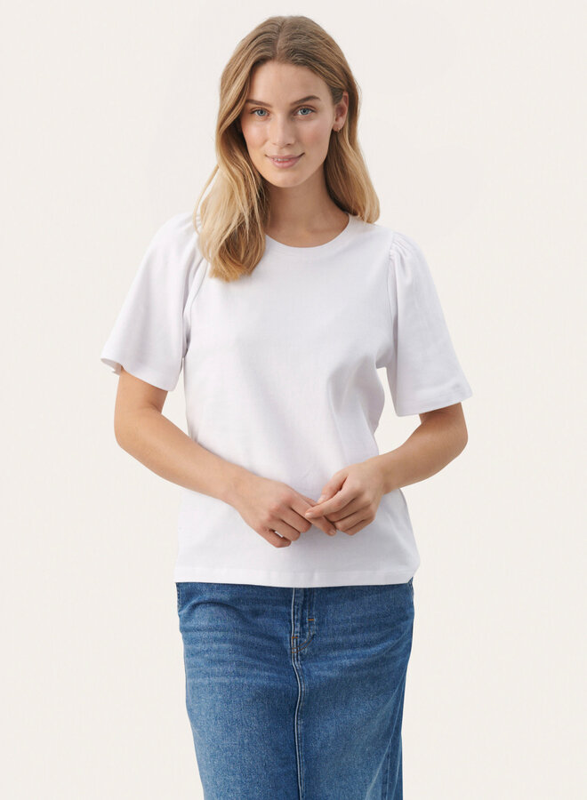 T-shirt Part Two Imalea à épaules froncées blanc