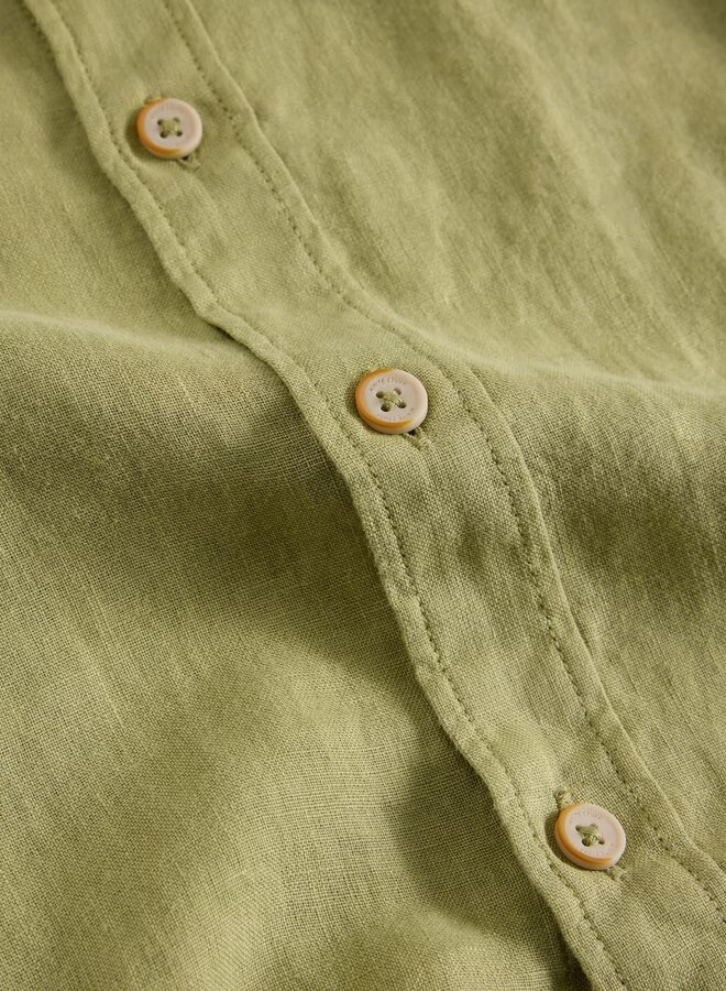 Chemise White Stuff à col classique en lin vert mousse