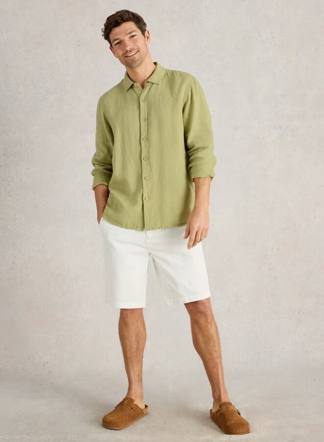 Chemise White Stuff à col classique en lin vert mousse