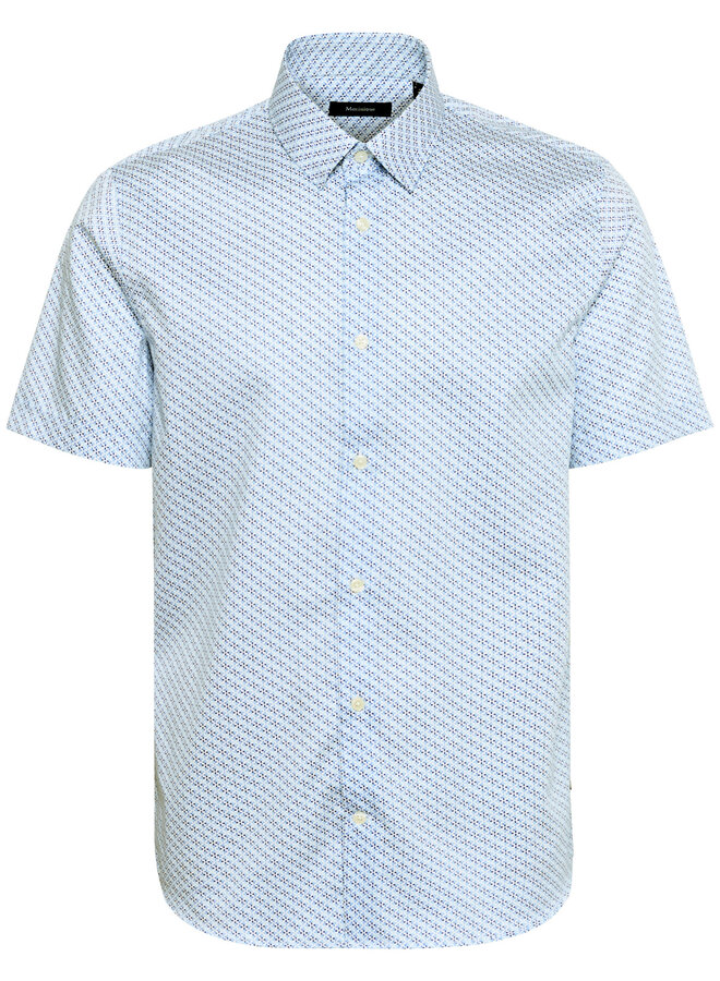 Chemise Matinique Trostol à manches courtes blanche imprimée bleu pacifique
