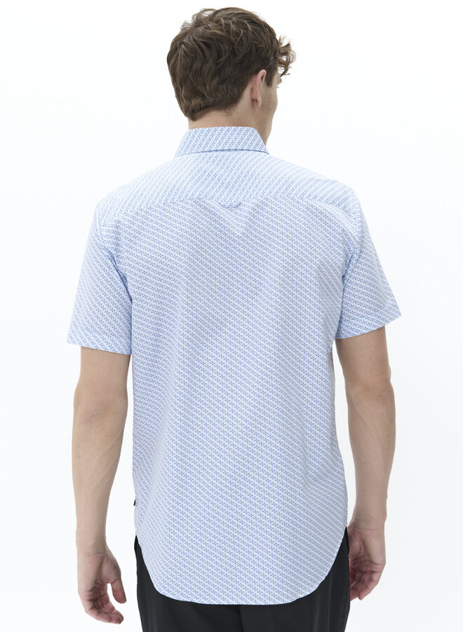 Chemise Matinique Trostol à manches courtes blanche imprimée bleu pacifique