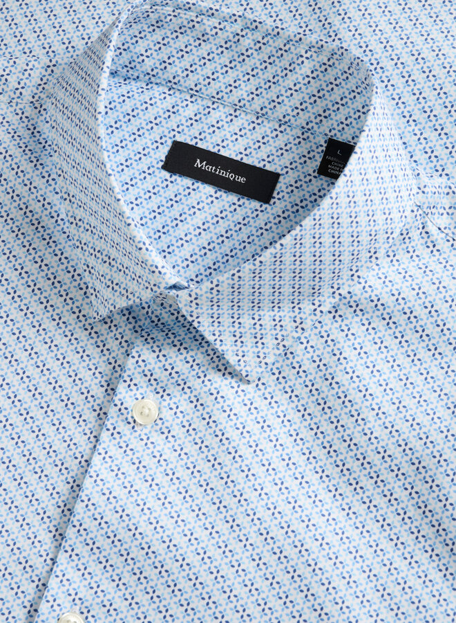 Chemise Matinique Trostol à manches courtes blanche imprimée bleu pacifique