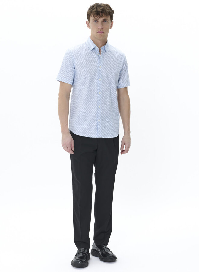 Chemise Matinique Trostol à manches courtes blanche imprimée bleu pacifique