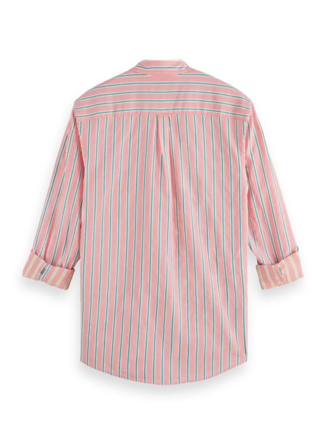Chemise Scotch & Soda corail orangé rayée vert écume de mer