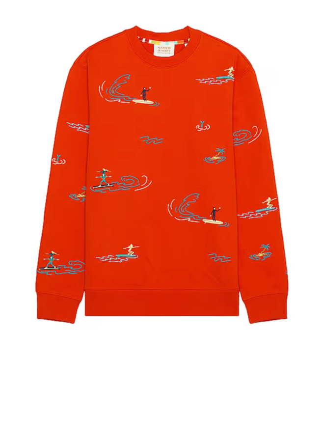 Chandail Scotch & Soda à broderies colorées rouge