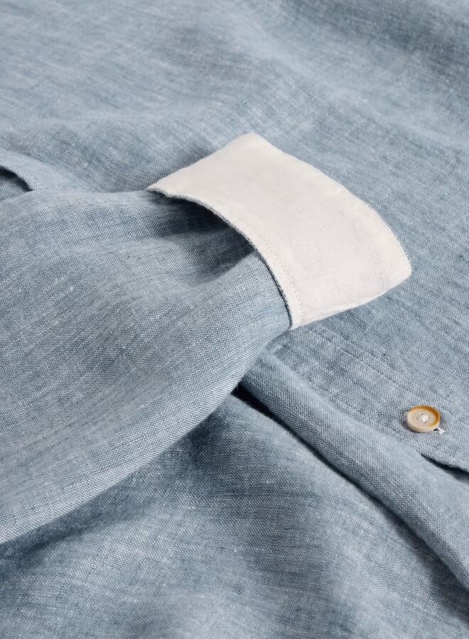 Chemise White Stuff à col classique en lin bleu pâle chambray
