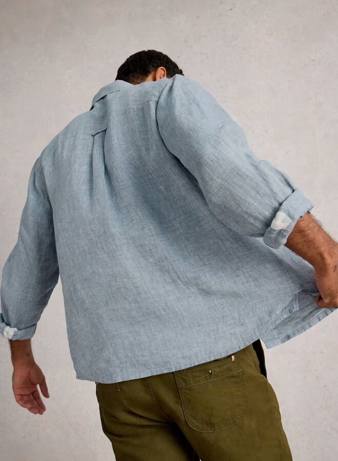 Chemise White Stuff à col classique en lin bleu pâle chambray