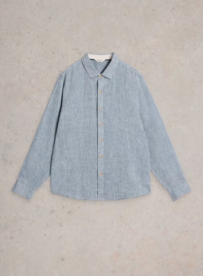 Chemise White Stuff à col classique en lin bleu pâle chambray