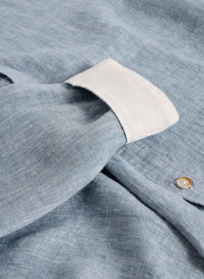 Chemise White Stuff à col classique en lin bleu pâle chambray