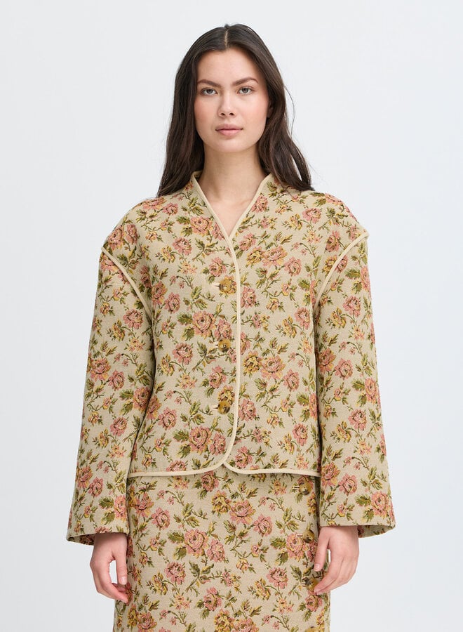 Jacket Atelier Rêve Maria en jacquard rose & vert multi