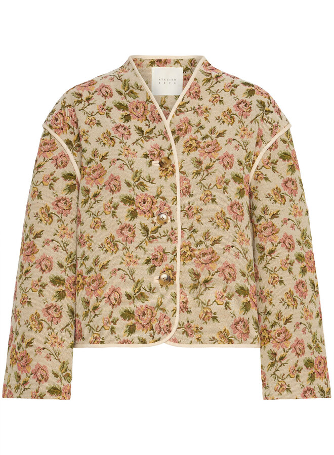 Jacket Atelier Rêve Maria en jacquard rose & vert multi