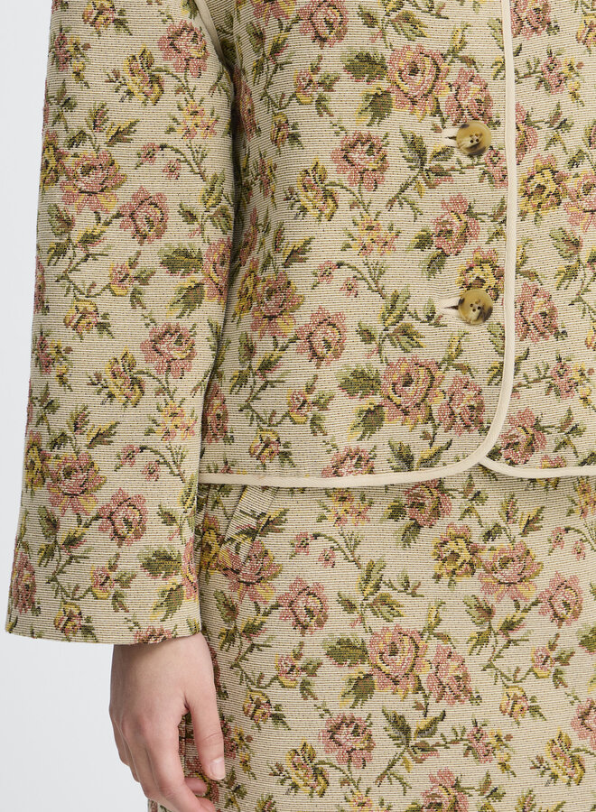 Jacket Atelier Rêve Maria en jacquard rose & vert multi